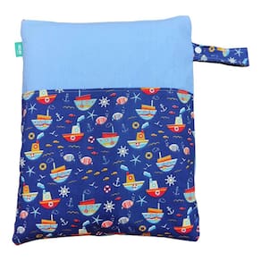 Saco Impermeável Grande Organizador Fralda Roupa Suja Limpa - Barco Fundo do Mar