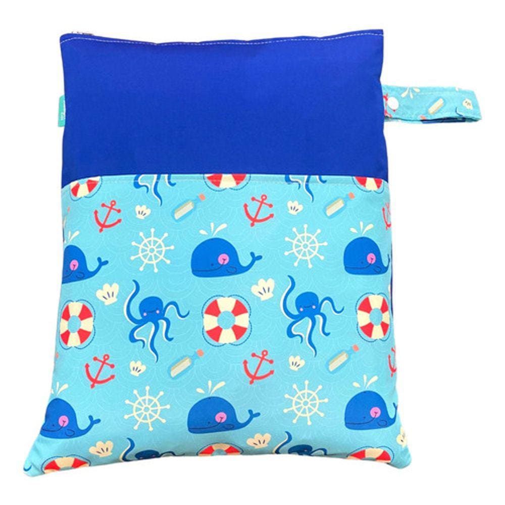 Saco Impermeável Grande Organizador Fralda Roupa Suja Limpa - Baleia Azul Royal