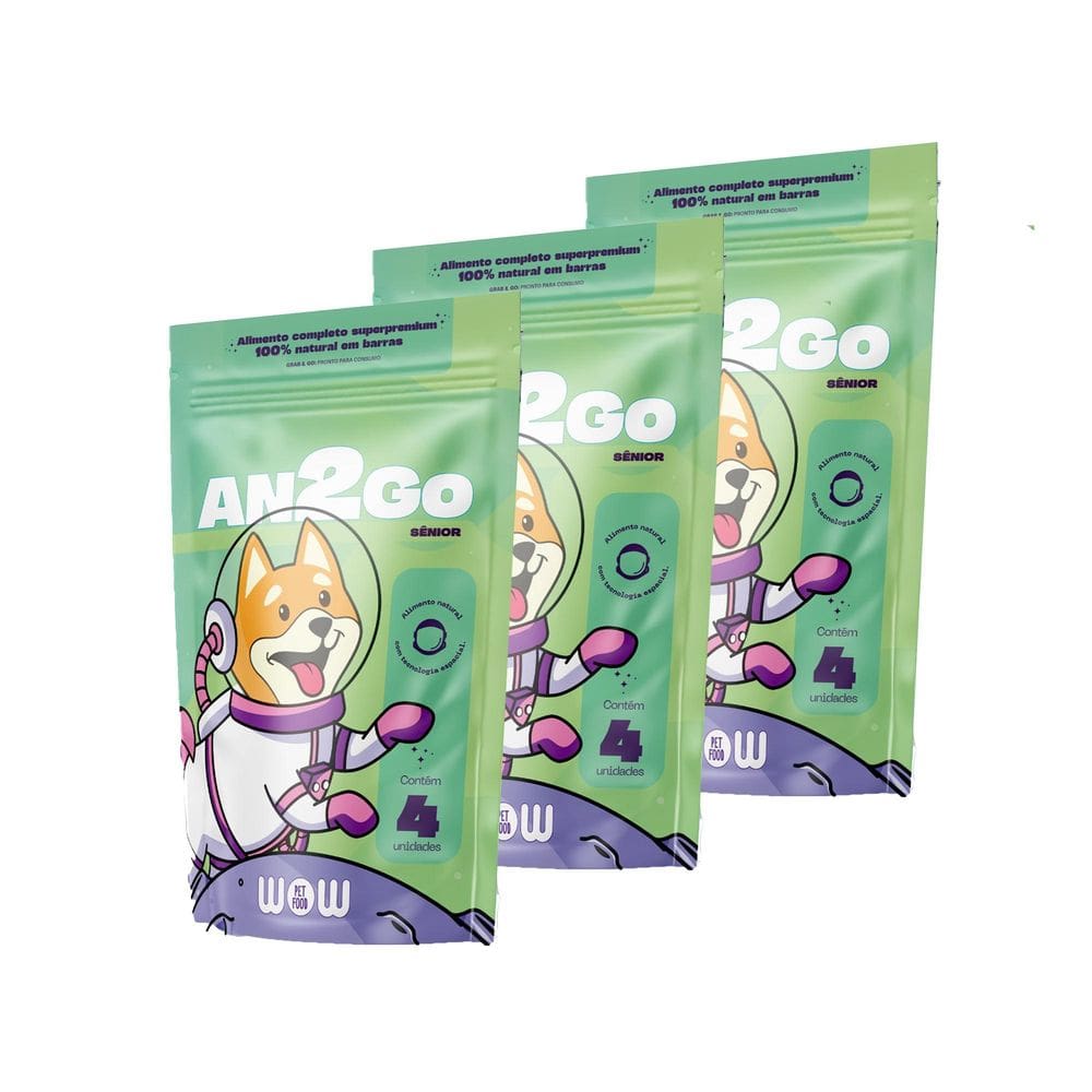 Kit 3x An2go Sênior Alimento Natural em Barrinha para Cães