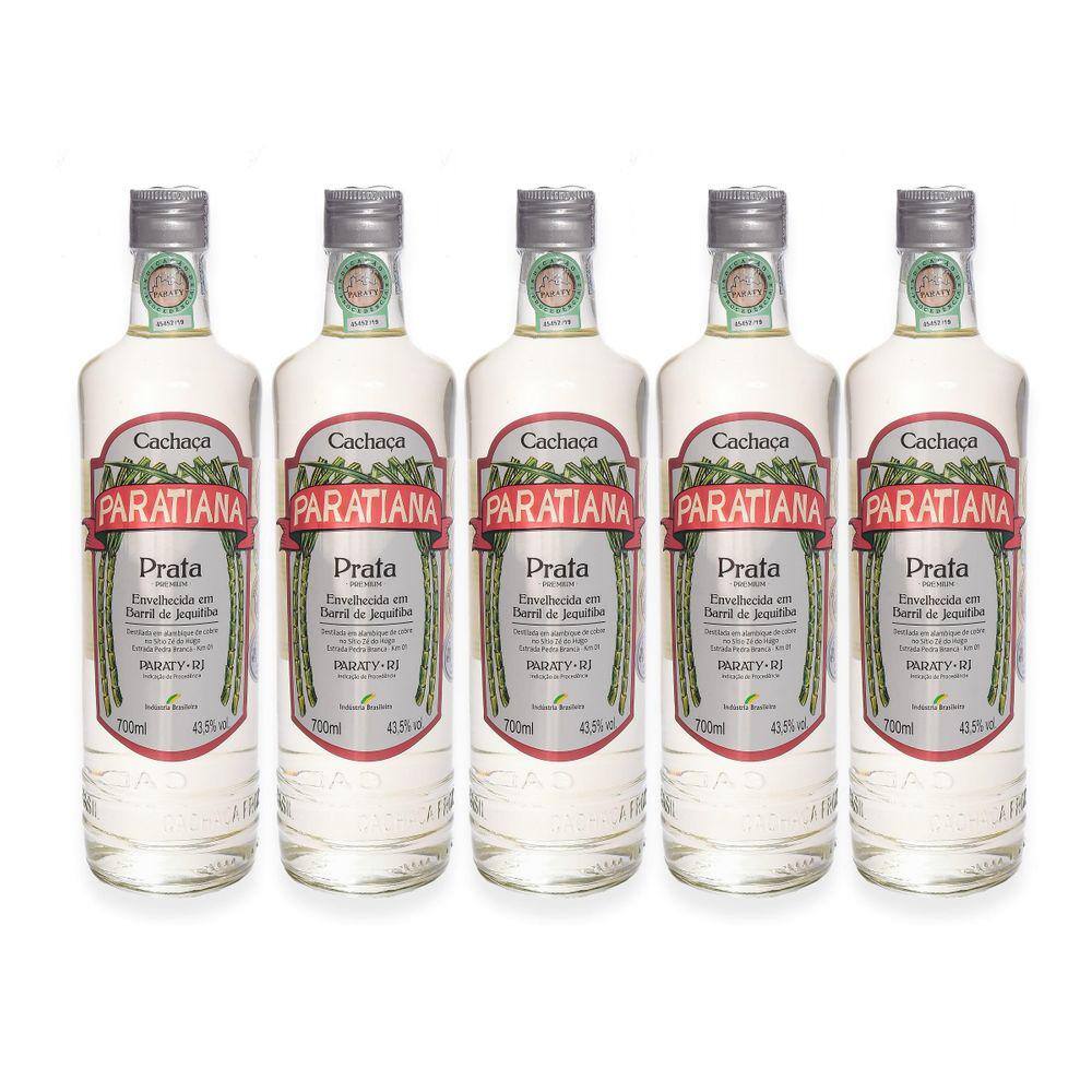 Kit 5 Cachaça Prata Paratiana 700 Ml