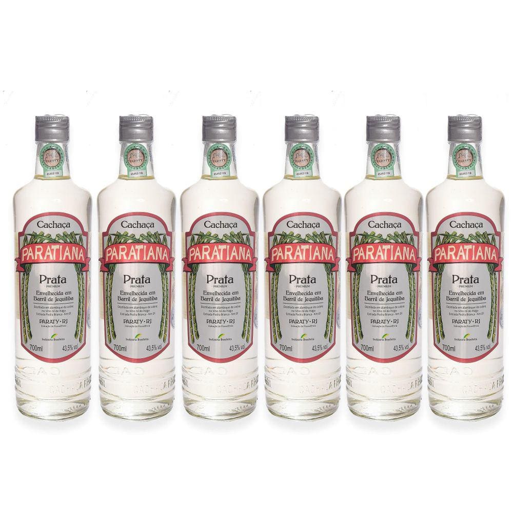 Kit 6 Cachaça Prata Paratiana 700 Ml