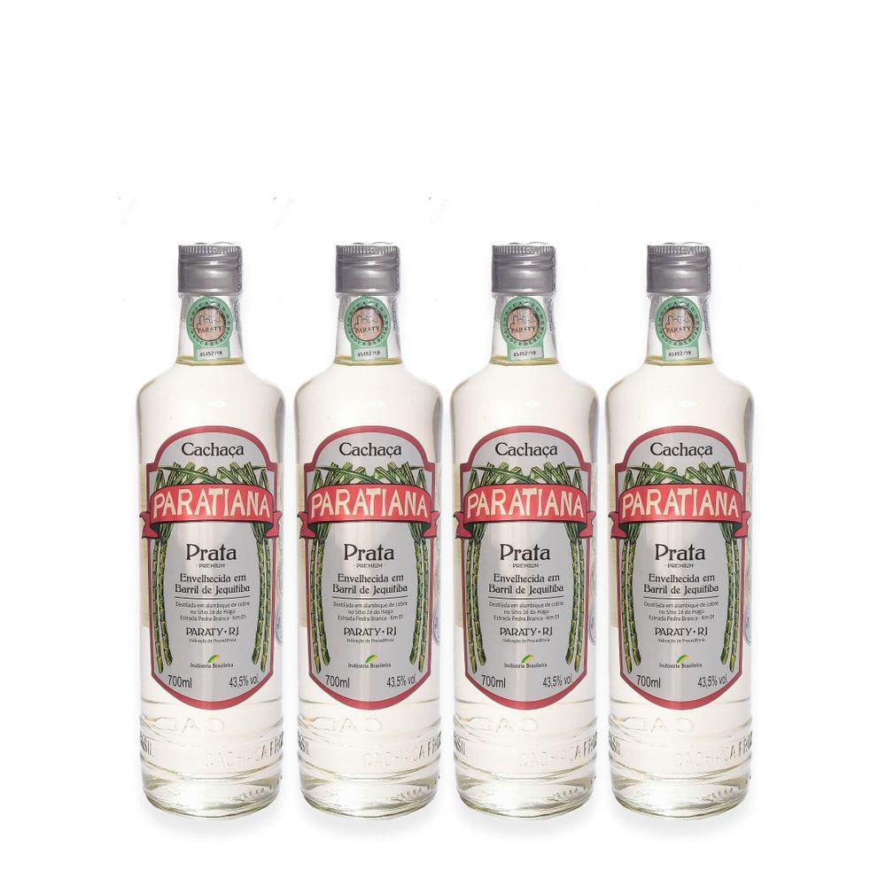 Kit 4 Cachaça Prata Paratiana 700 Ml