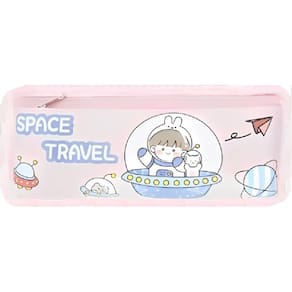 Estojo Multifuncional 20x8.5cm - Cor Rosa -  Porta Lápis Caneta 2 Compartimentos