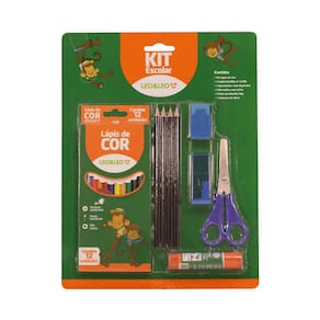 Kit Escolar Lapis De Cor Leo E Leo 12 Cores Com 20 Peças