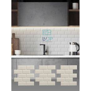 10 Placas 3D De Pvc Azulejos Tijolinho Retro Cozinha 50X50Cm