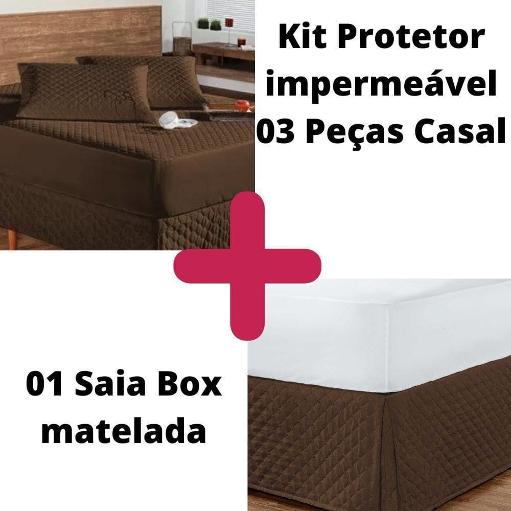Kit Protetor Colchão Casal + 2 Capa Travesseiro Impermeável