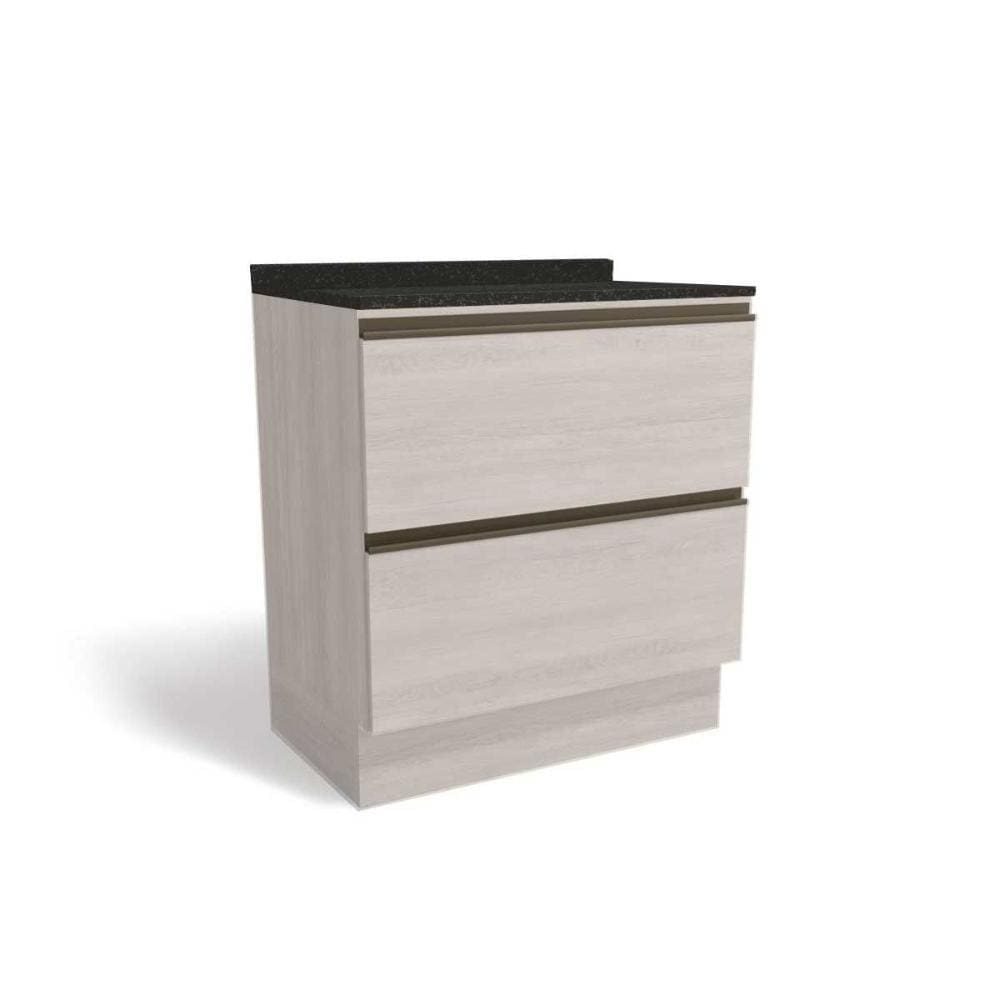 Balcão de Cozinha Modulado Maxxi G755 2 Gavetas c/Tampo 80cm Branco/Preto Brilho - Kappesberg