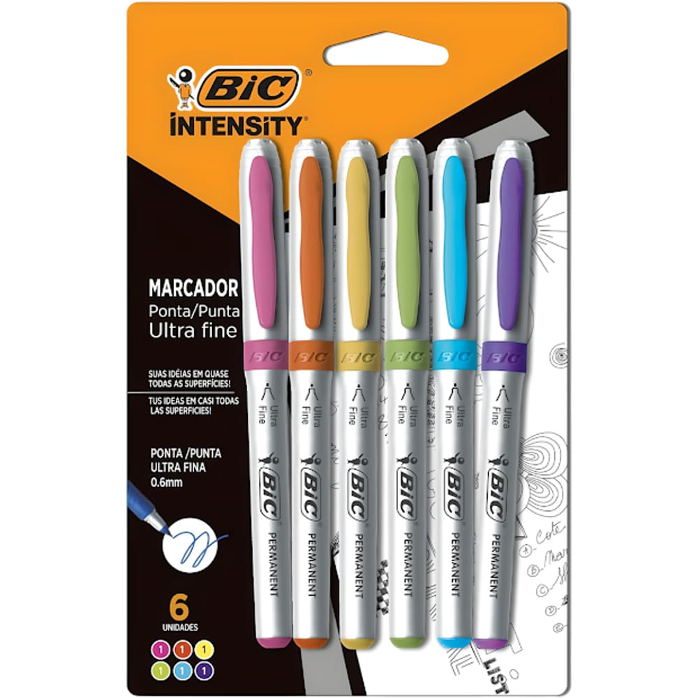 Pincel Marcador Permanente C/6 Fine 0,6mm Fashion Bic