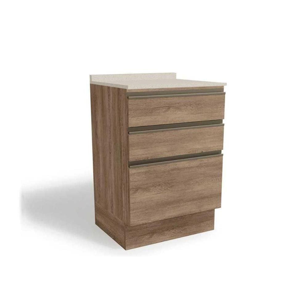 Gabinete de Cozinha Modulado Balcão Maxxi G743 3 Gavetas c/Tampo 60cm Nogal/Orion - Kappesberg