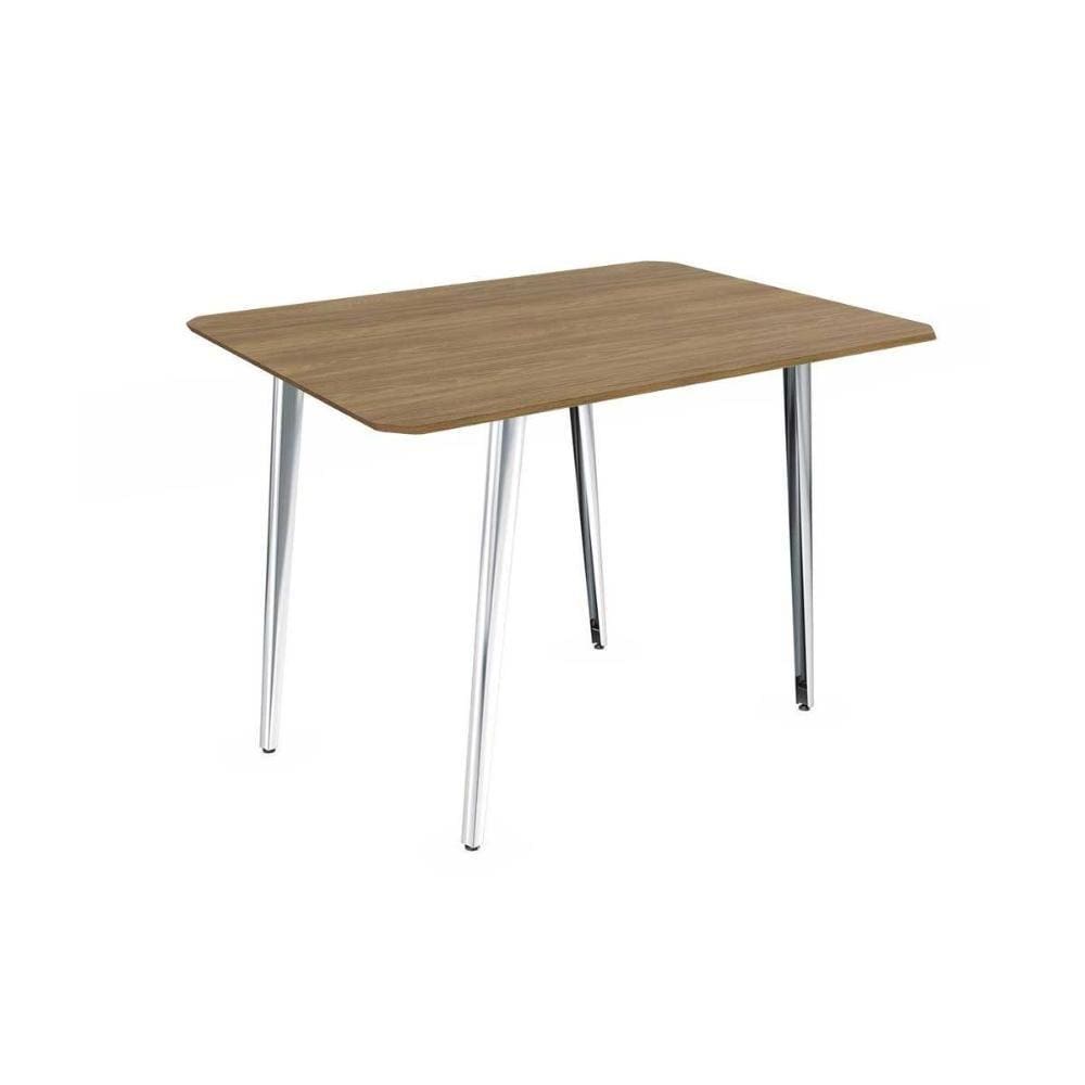 Mesa de Sala Jantar Iguaçu Aço c/Tampo Madeirado 136x90cm Nogueira/Cromada - Kappesberg