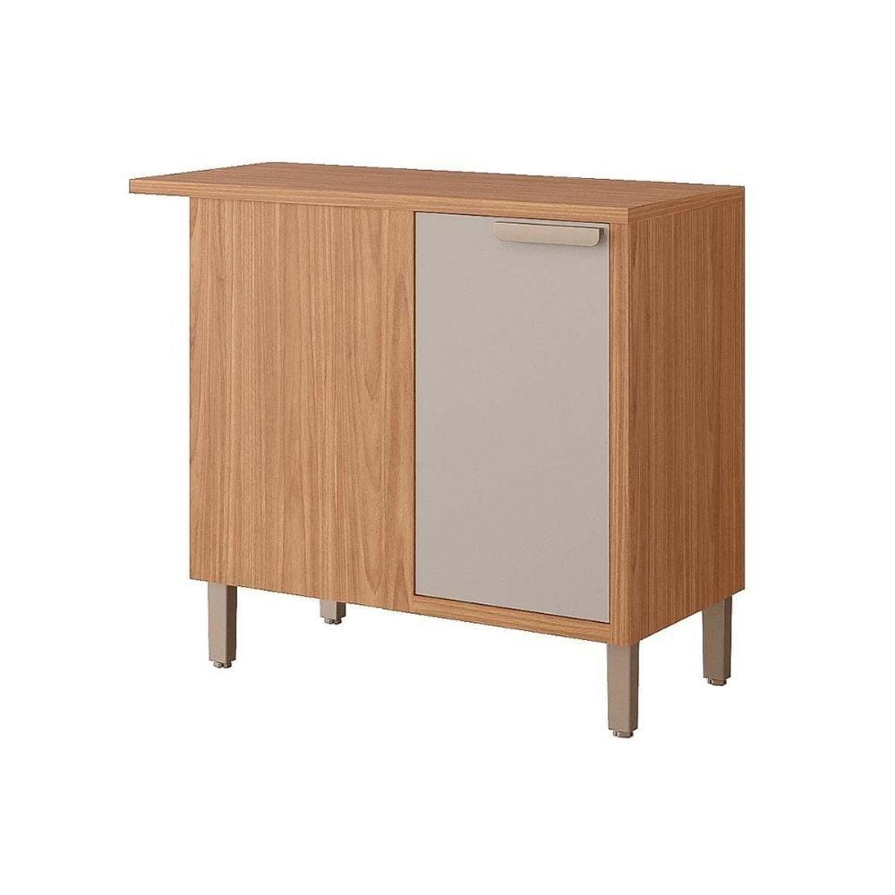 Gabinete de Cozinha Modulado Balcão Eloise Canto Direita/Esquerda c/1 Porta e Tampo 92cm Freijo/Off White - MGM