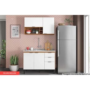 Kit de Cozinha Completa 2 Peças Firenze (1 Aéreo + 1 Balcão) CP11 Amendola/Branco - Demóbile