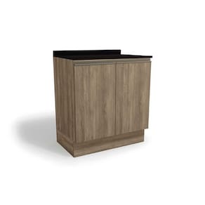 Balcão de Cozinha Modulado Maxxi G744 2 Portas c/Tampo 80cm Nogal/Preto - Kappesberg