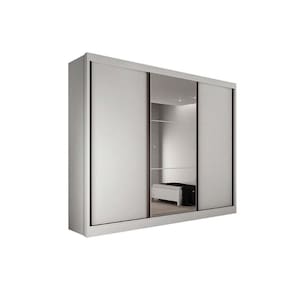 Guarda Roupa Casal 3 Portas de Correr e 8 Gavetas c/ 1 Espelho Sonetto/Toulon Plus Branco - Novo Horizonte
