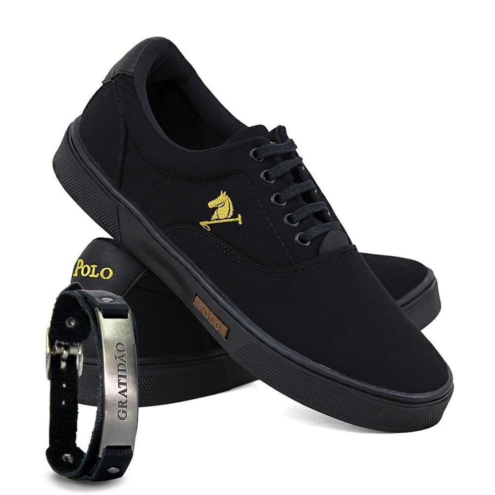 Kit Sapatênis Lona Amarração com Pulseira Masculino Casual