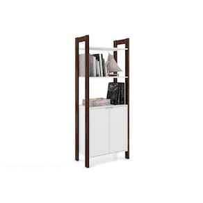 Guarda Roupa Closet Modulado AZ1009 c/ 2 Portas e 2 Prateleiras cor Branco/Nogal - Tecno Mobili