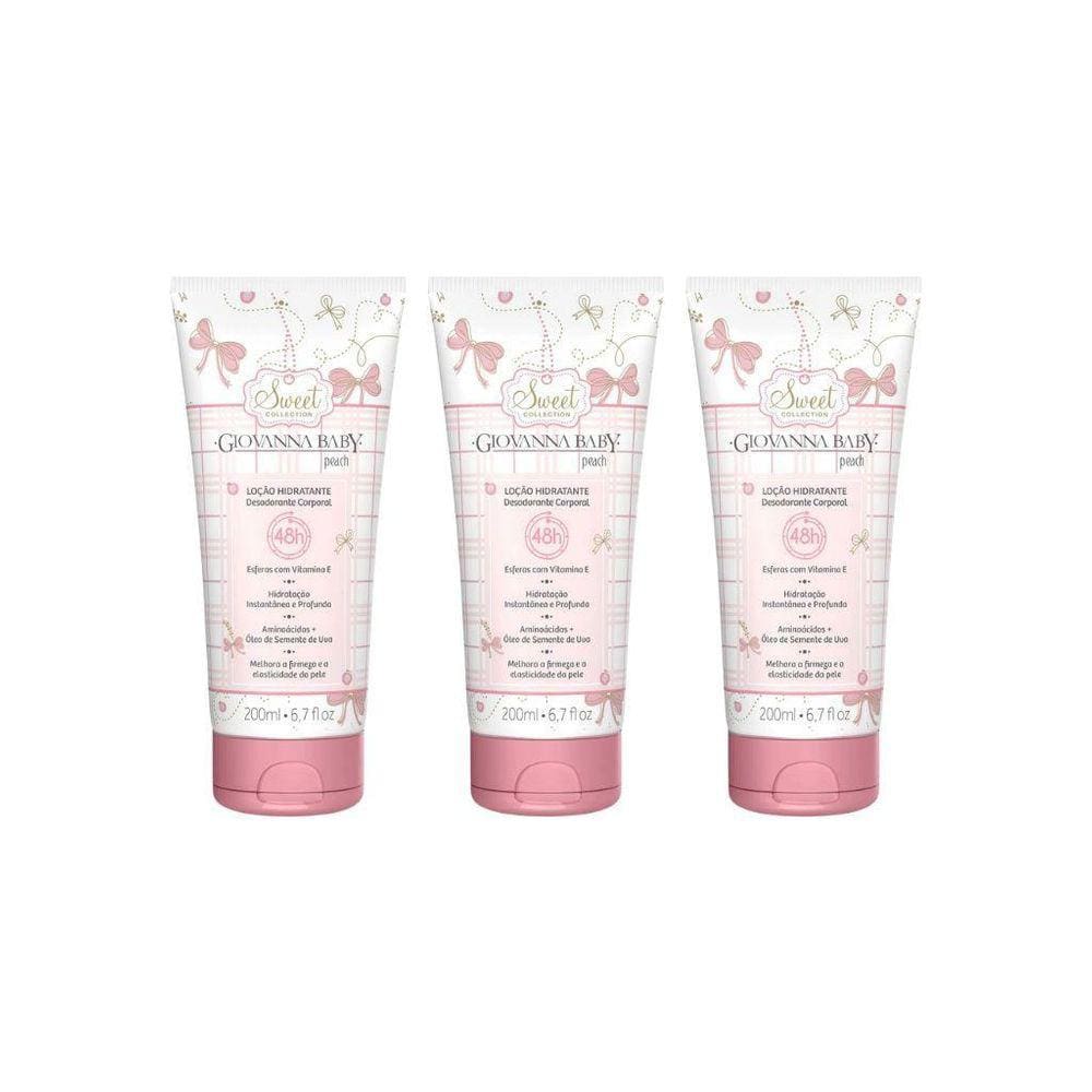 Hidratante Corporal Giovanna Baby 200Ml Pêssego - Kit 3Un