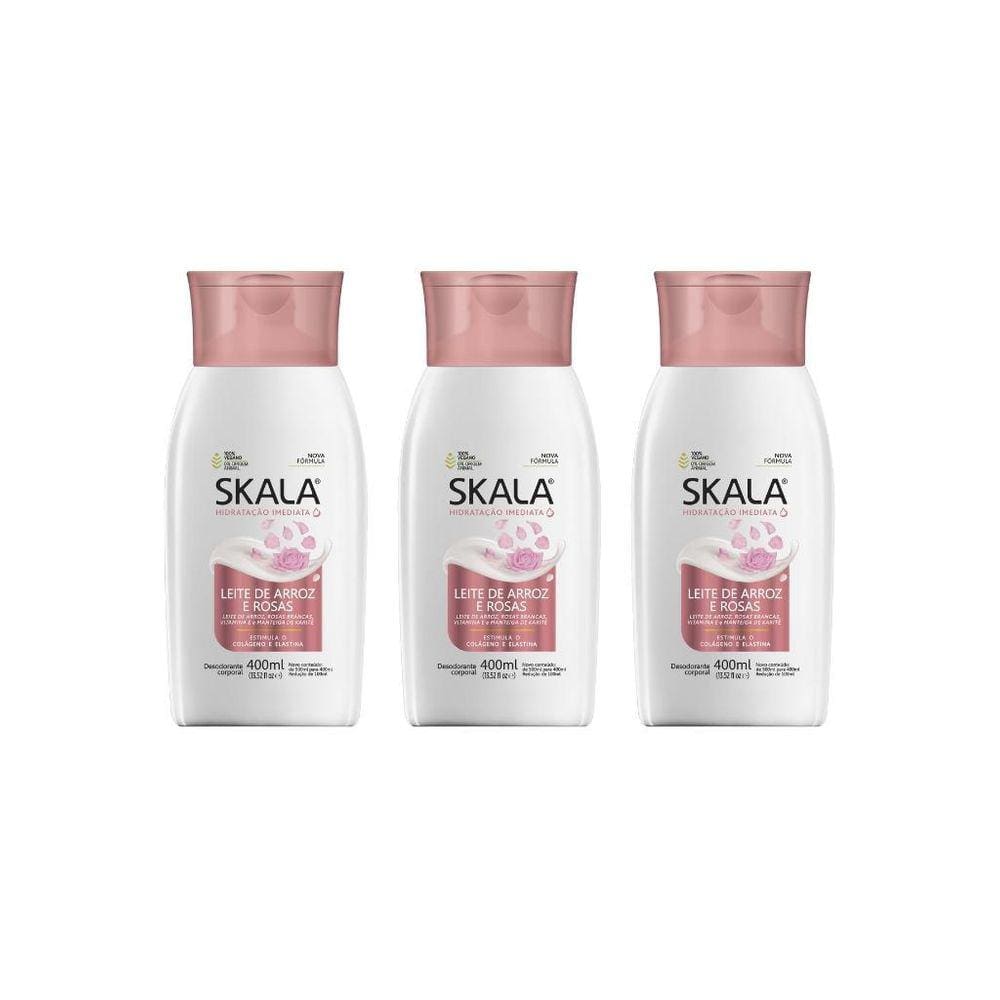 Hidratante Corporal Skala 400Ml Leite De Arr E Ros-Kit C/3Un