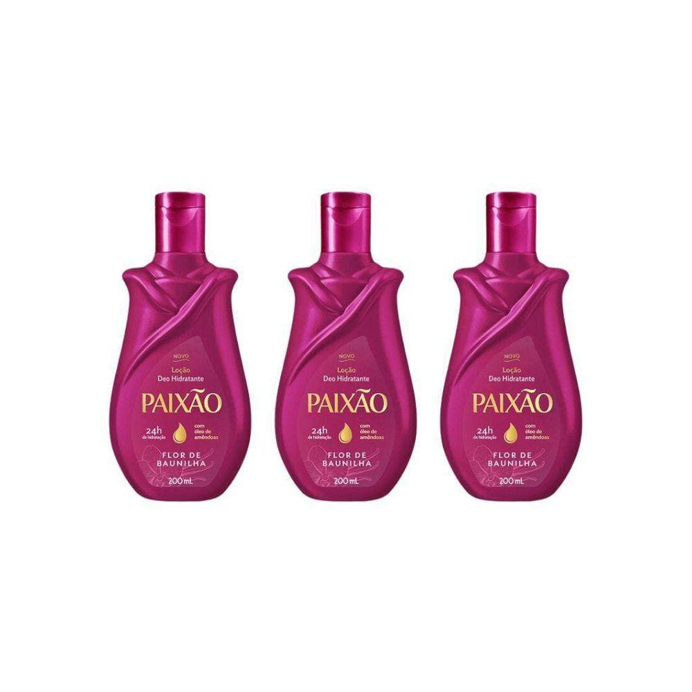 Hidratante Corporal Paixao 200Ml Flor Baunilha - Kit Com 3Un