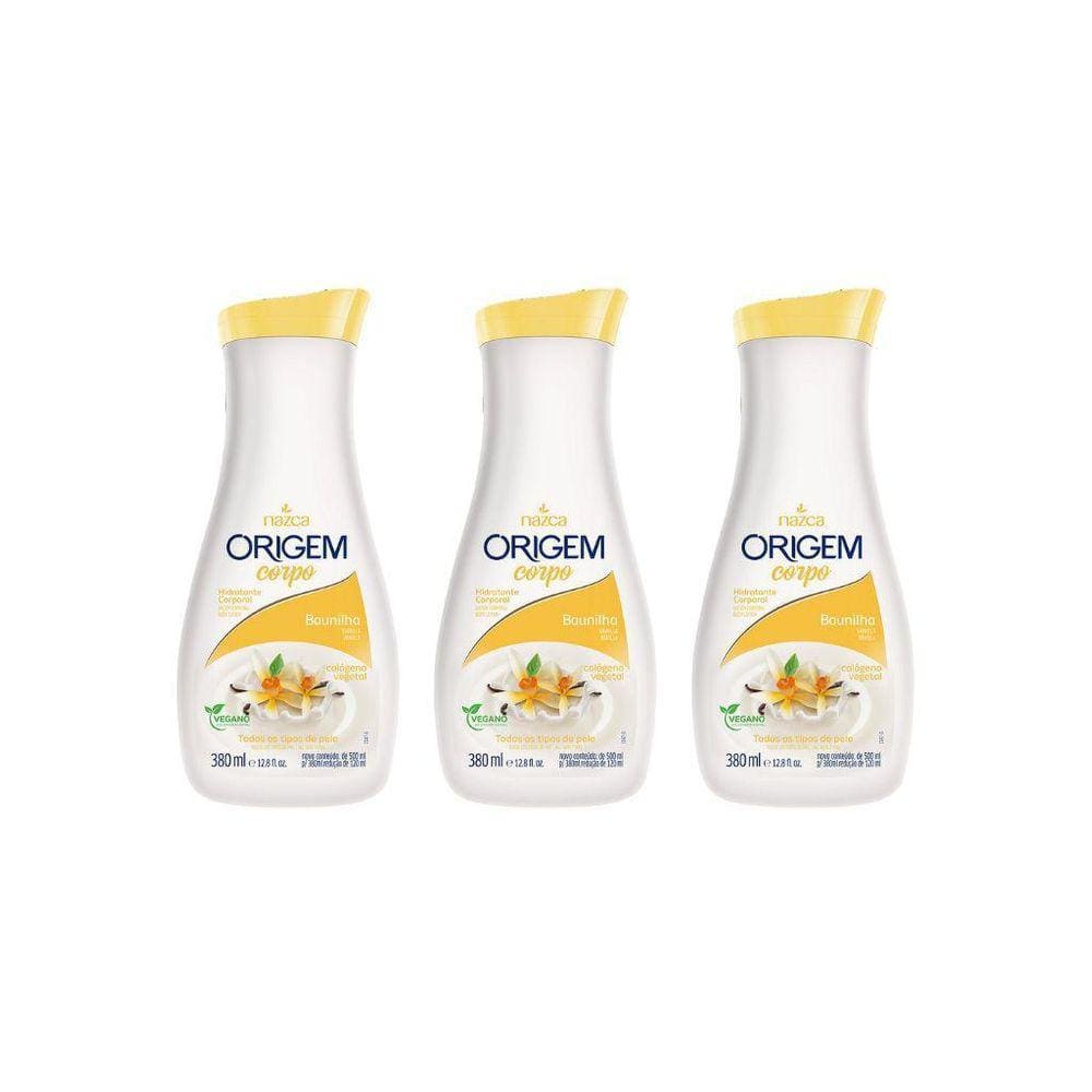 Hidratante Corporal Origem 380Ml Baunilha - Kit Com 3Un