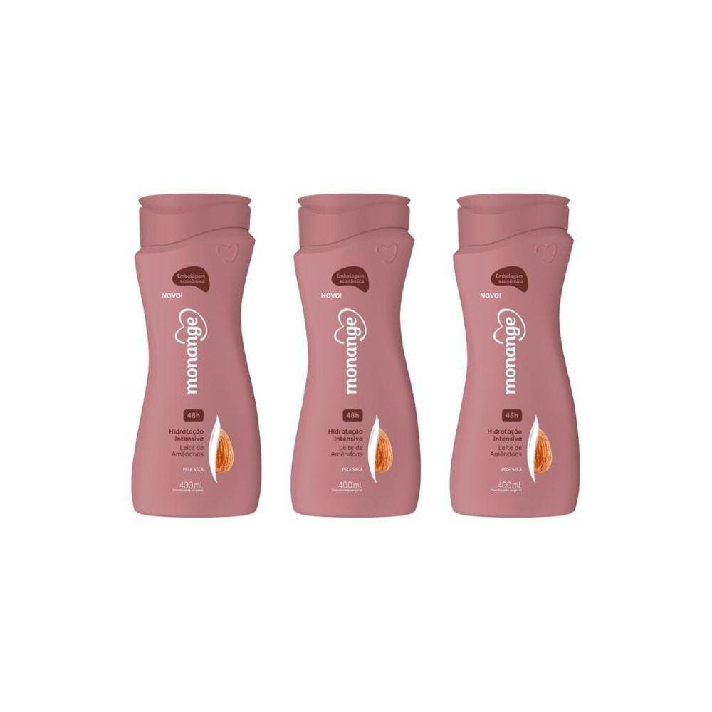Hidratante Corporal Monange 400Ml Leite Amendoas-Kit C/3Un
