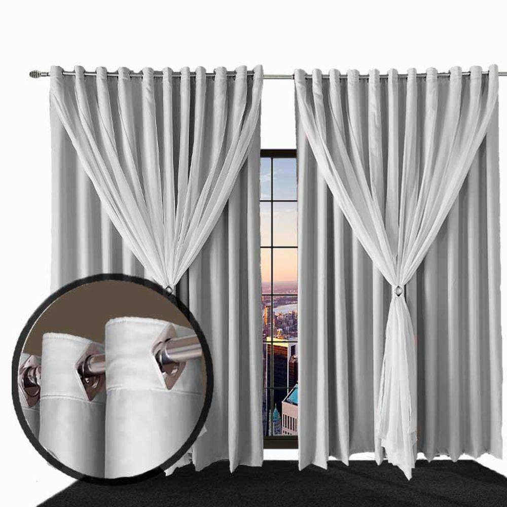 cortina blackout corta luz 8,00 x 2,40 ilhos Ana  marrom