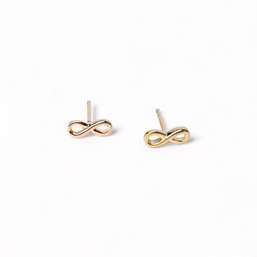 Brinco Feminino Símbolo Do infinito Liso Folheado a Ouro 18k