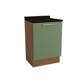 Balcão de Cozinha Modulado Botanic M629 1 Porta c/Tampo 60cm Nogueira/Oliva/Preto - Kappesberg