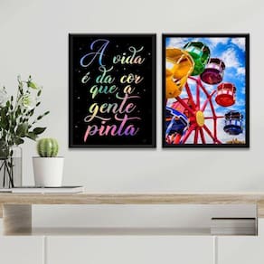 Kit 2 Quadros A Vida É Da Cor Que A Gente Pinta- Roda