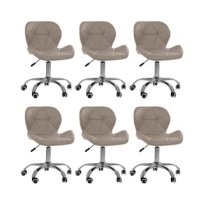 Kit 6 Cadeiras Office Eiffel Slim Ajustável Base Giratória