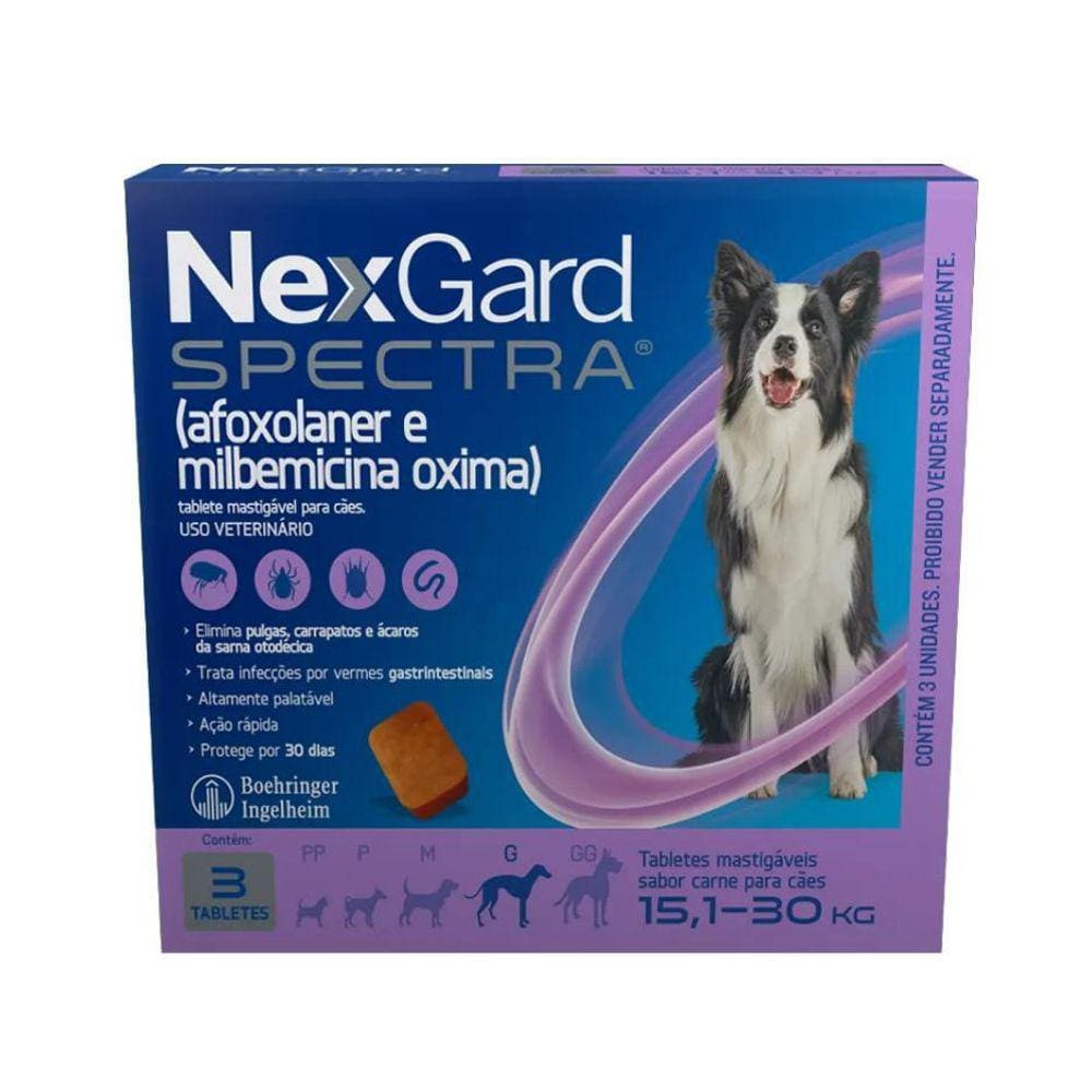 Nexgard Spectra 3 Comprimidos Proteção Completa 15,1 A 30 Kg
