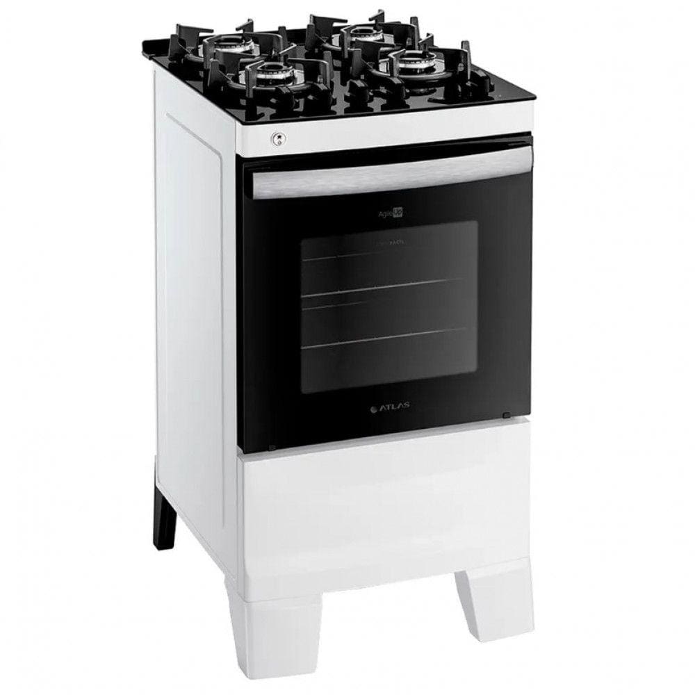 Fogão Atlas Agile Up Glass 4 Bocas Automático Mesa de Vidro Forno 50 Litros