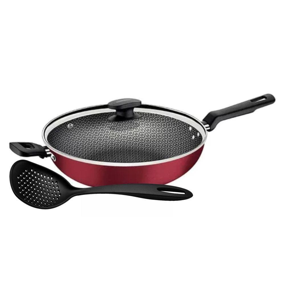Wok Com Cabo Loreto Alumínio Antiaderente 3,3l Com Espumadeira Tramontina
