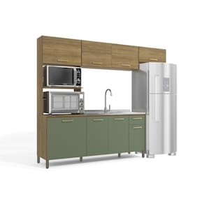Cozinha Compacta 8 Portas 1 Gaveta Kappesberg Marrom Verde Oliva