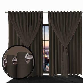 cortina blackout corta luz 7,00 x 2,40 sala Ana voil marrom