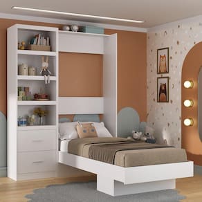 Cama Articulada Infantil/Juvenil com Estante Casatema Branco