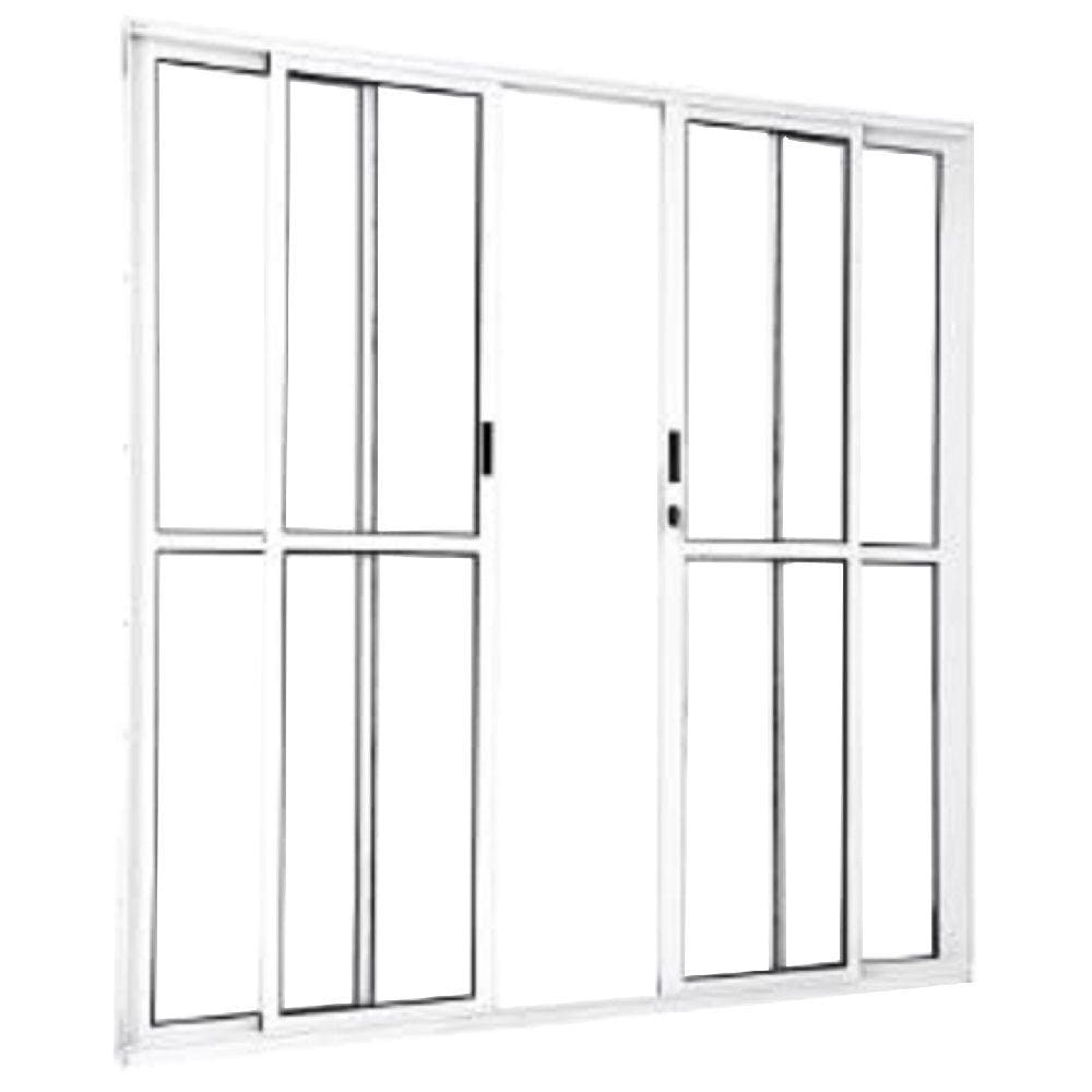 Porta de Correr Sacada 4 Folhas 2.10 X 1.80 Branca Linha 25 Com Fechadura