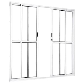 Porta de Correr Sacada 4 Folhas 2.10 X 1.80 Branca Linha 25 Com Fechadura