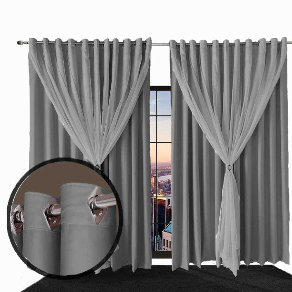 cortina blackout de ilhiois quarto 6,00 x 2,60 Ana cinza