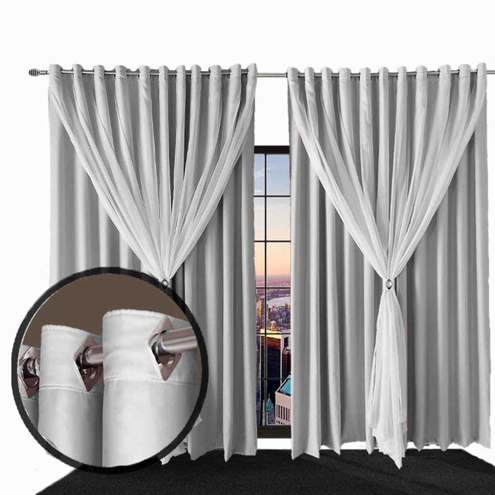 cortina blackout Ana quarto de janela 5,50 x 2,70 cinza