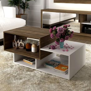 Mesa de Centro em Mdp Retangular Mc2228 Nogal/Branco