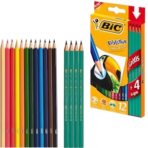 Lápis De Cor Sextavado Evolution 12 Cores E 4 Lápis Bic