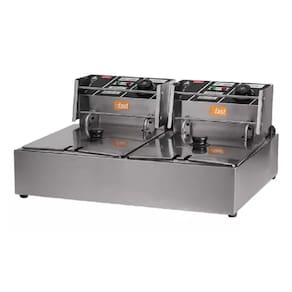 Fritadeira C/ Tampa 2 Cubas 220v 10l Elétrica Inox Nova Top