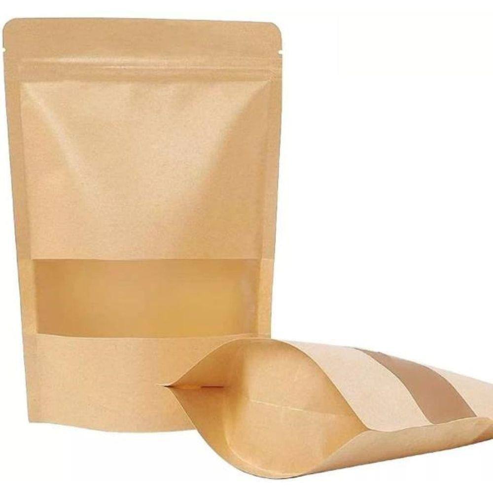 Embalagem Stand Up Pouch Kraft Zip Lock Visor 30x20cm C/50un