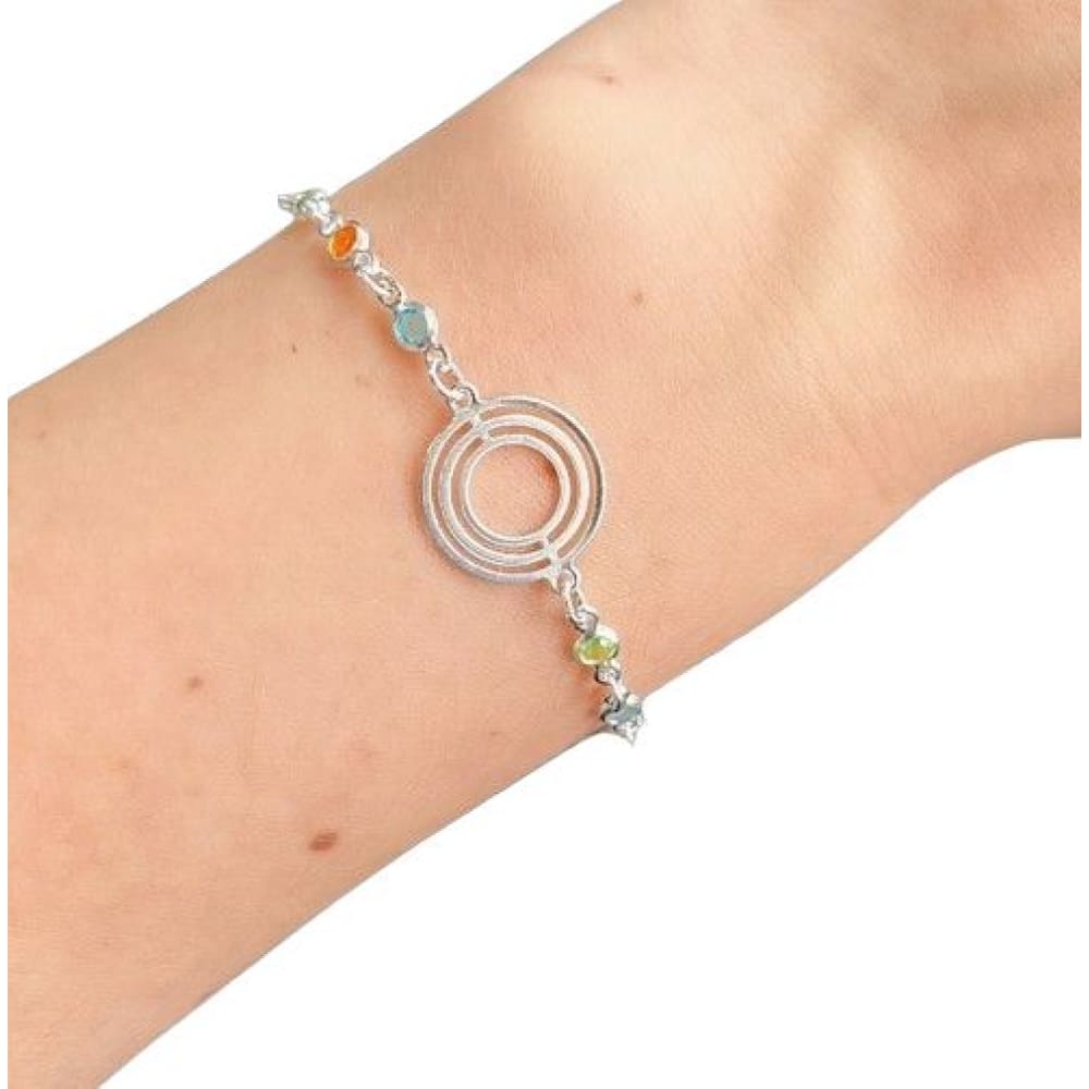 Pulseira com circulo e zirconias coloridas