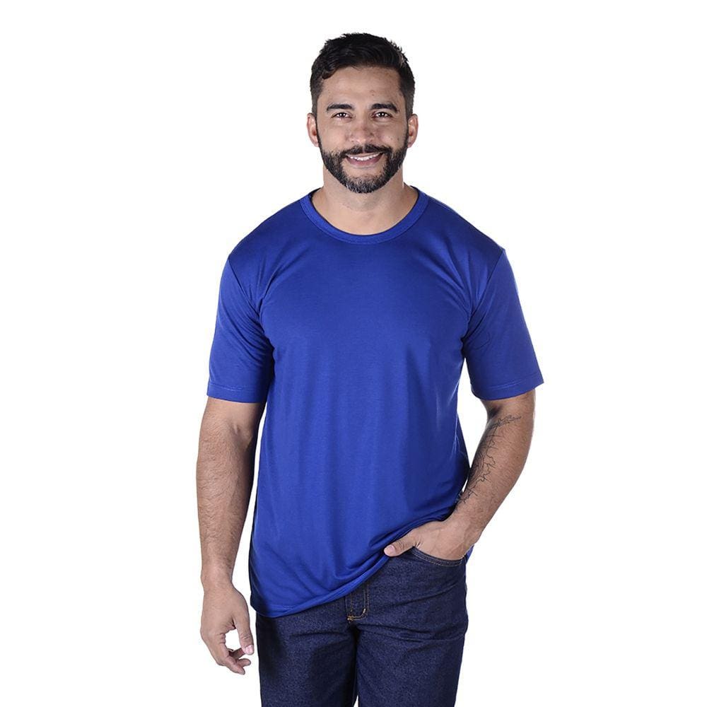 Camisa Profissional Masculina Gola Careca Manga Curta - Azul Royal