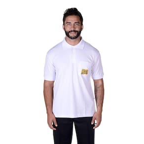 Camisa Masculina Uniforme de Piquet Gola Polo Manga Curta - Branca