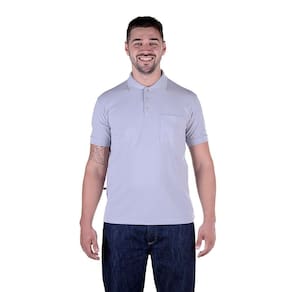 Uniforme Feminino Baby Look de Piquet Manga Curta - Cinza Claro