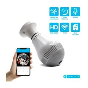 Lâmpada Câmera De Vigilância 360 Graus Wi-Fi