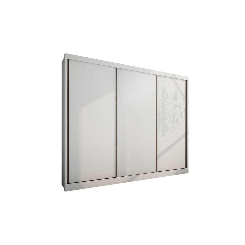 Guarda Roupa Casal 3 Portas de Correr e 6 Gavetas Diamond/Londres Branco - Novo Horizonte